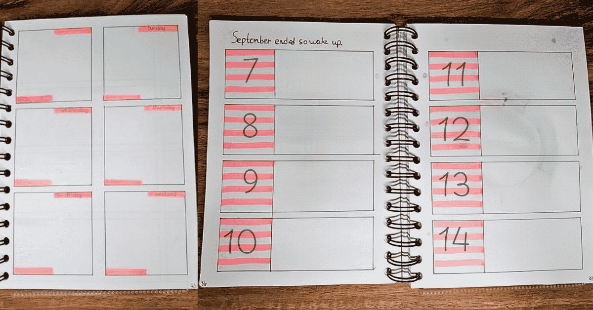 Minimalist weekly spread